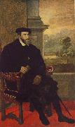 TIZIANO Vecellio Portrait of Charles V Seated  r oil